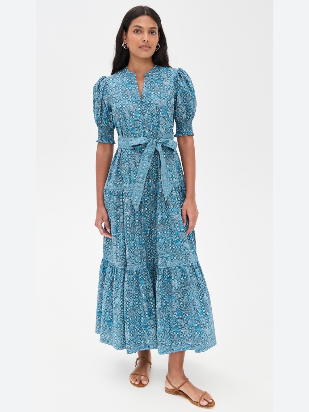 NWOT Hill House Home The Yara Dress - Timeless Navy Calico Trellis Size Small - Picture 3 of 10